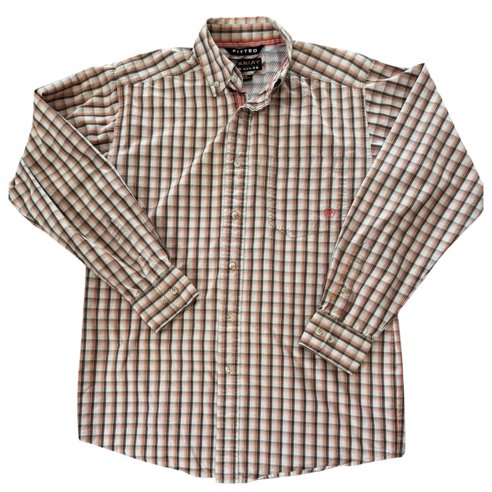 Lot of 2 Ariat Pro Series Mens Fitted Plaid Long Sleeve Button Down Shirts SZ M - Picture 12 of 15